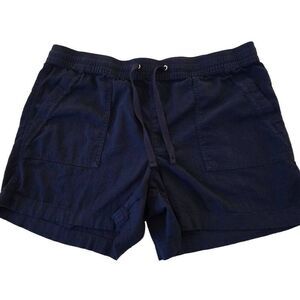 Nautica Womens Elastic Waistband Linen Blend Drawstring Shorts Navy Blue Size XL
